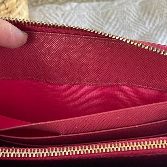 Prada Saffiano leather zip around wallet with bow in Peony Pink - Picture 12 of 12